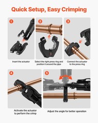 VEVOR 5PCS ProPress Pressing Kit 4PCS Press Rings 1/2&Prime; to 1-1/4&Prime; & R8 Actuator