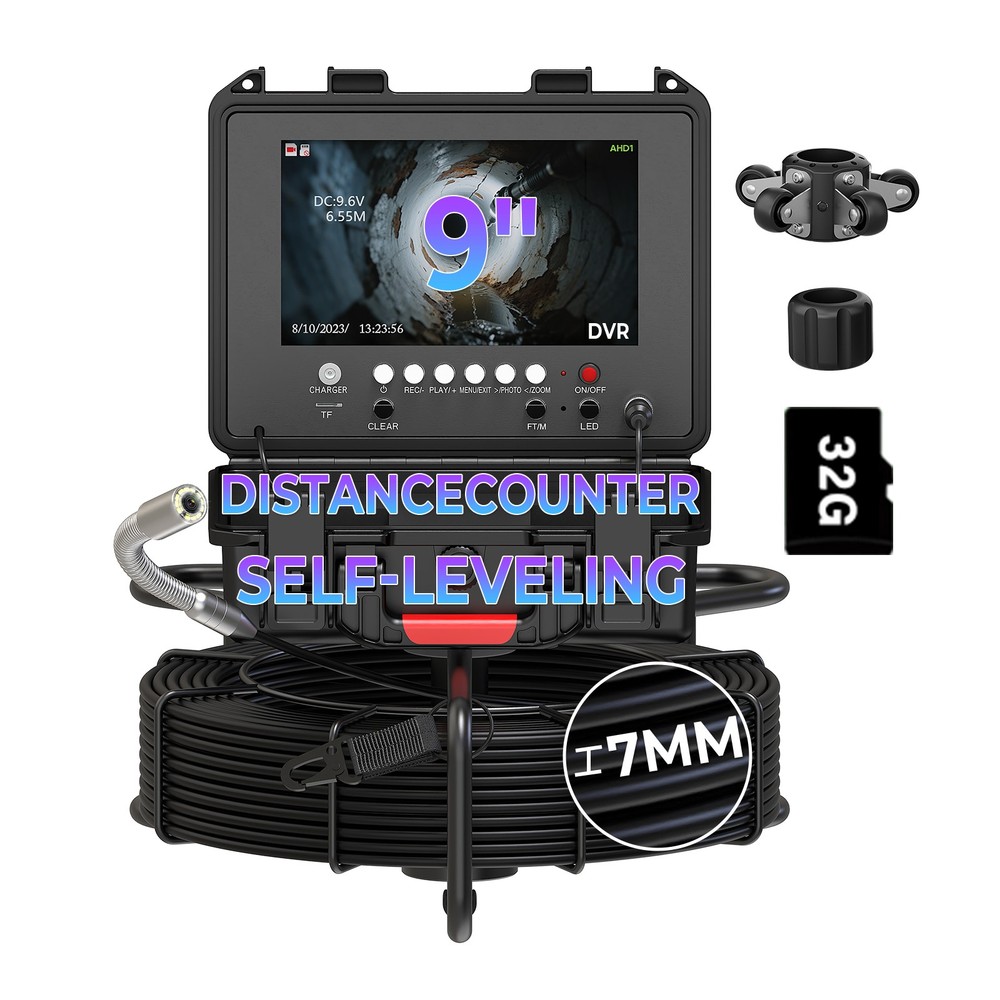 30m Pipe Inspection Camera IP68 Drain Sewer Camera 512hz Meter Counter 7mm Cable
