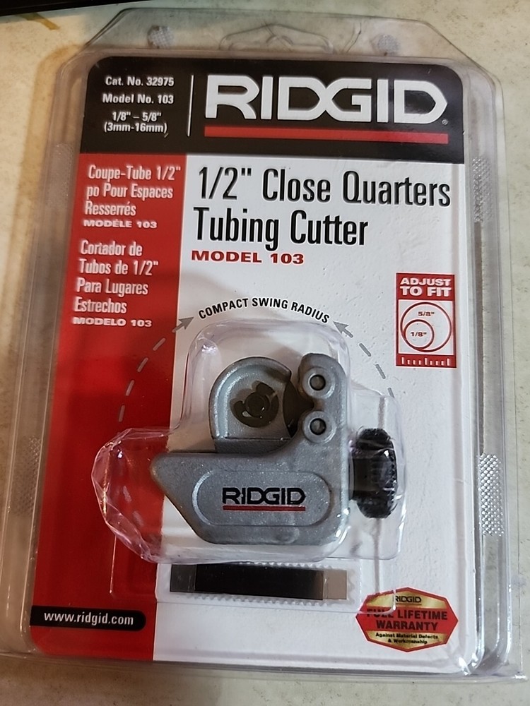 Ridgid 103 Tubing Cutter, Aluminum, Brass, Copper, Plastic nb14