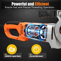 Handheld Electric Pipe Threader Threading Machine W/6 Pipe Cutter 1/2&Prime; &ndash; 2&Prime;