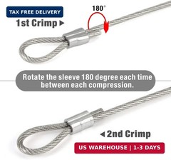 iCrimp Wire Rope Crimping Tool for Aluminum Loop Sleeve, Two Barrel Ferrule, Ova