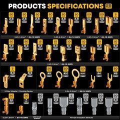 Crimping Tool Kit, 21-Type Open Spade & Quick-Disconnect Connector Set (2.8/3.9/