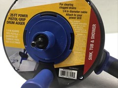 Cobra Products 86250 1/4&rdquo; In X 25&rsquo; Pistol Grip Power Drum Drain Auger Sink Drain