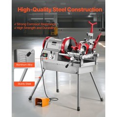 Electric Pipe Threader Machine 750W 28RPM Threading Cutter for 1/2&Prime; to 2&Prime; Pipes