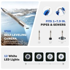 9 In Self-Leveling Sewer Camera 30m/98ft Pipe Inspection Camera w 512Hz Locator