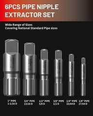 Heavy Duty Pipe Extractor Set, 6-Piece Steel Tool for Removing Damaged Pipes & F