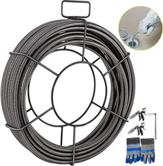 75Ft Drain Cleaning Cable with 4 Cutters &ndash; Heavy Duty Sewer Auger Tool