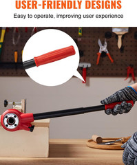 Ratchet Pipe Threader Kit with 3 Dies, 1/2&Prime; NPT, 3/4&Prime; NPT, 1&Prime; NPT Ratcheting Pip