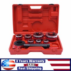 7 Size(3/8&rdquo;-2&Prime;)Dies Hand Ratchet Pipe Threader Set Plumbing Reversing Knob Tool