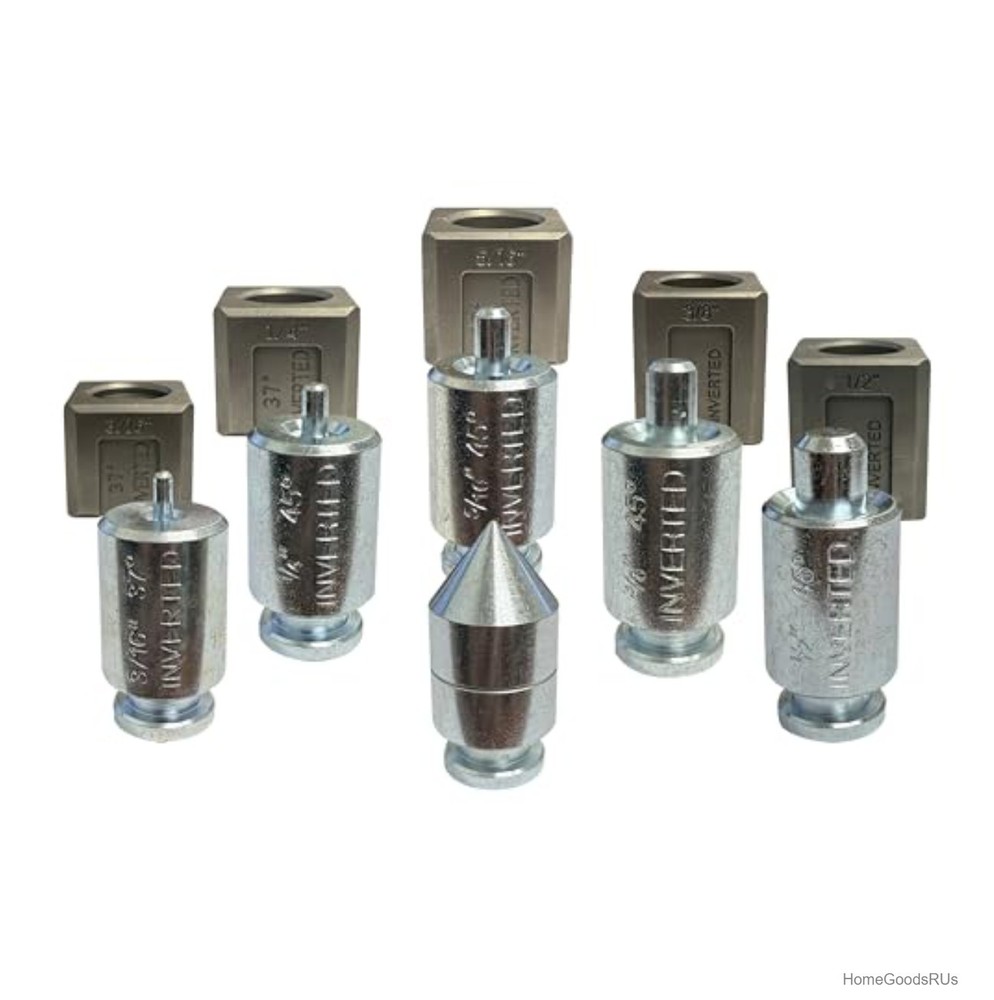 37 Degree Flaring Adapter Set 5 Dies 3/16 to 1/2 Hydraulic Tool Compatible HVAC