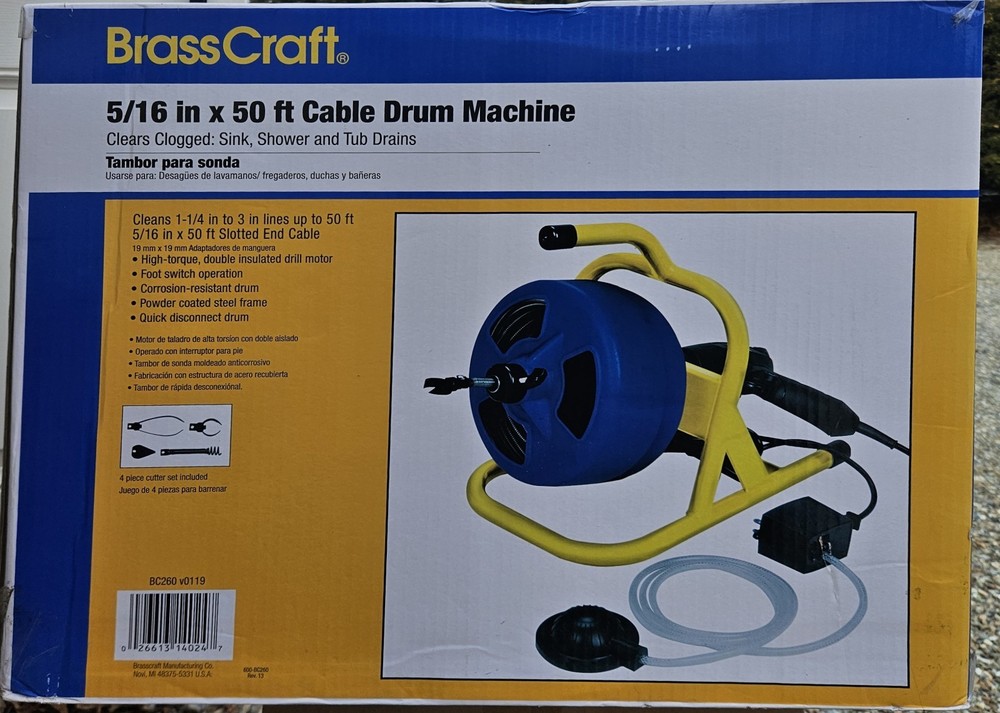 Cobra 5/16&Prime; x 50&prime; Cable Drum Machine Model # BC260, New Factory Sealed