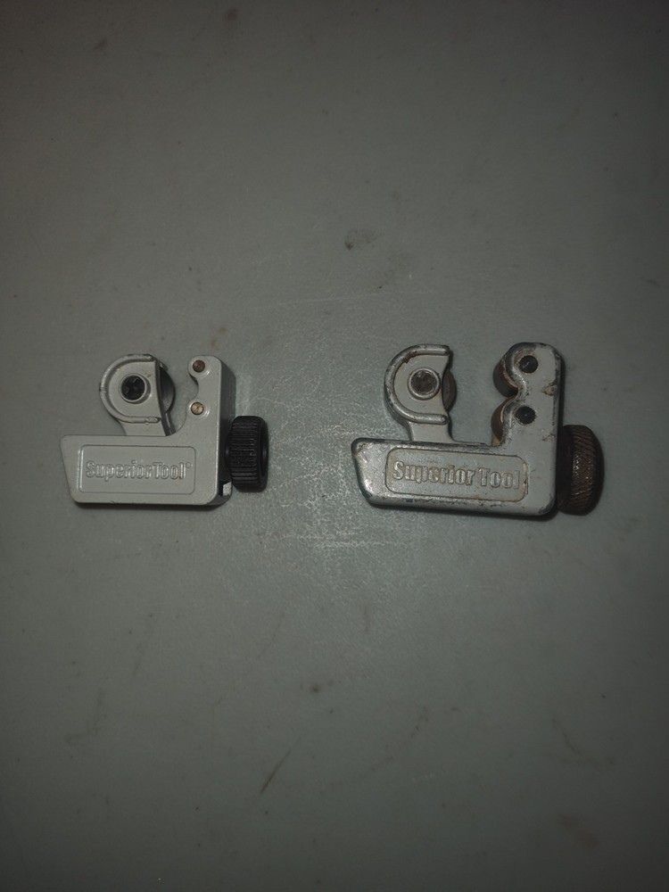 2 small Superior Tool Tubing Cutters one is 3/16&Prime; to 1&Prime; and One 1/8 &rdquo; to 1 1/8
