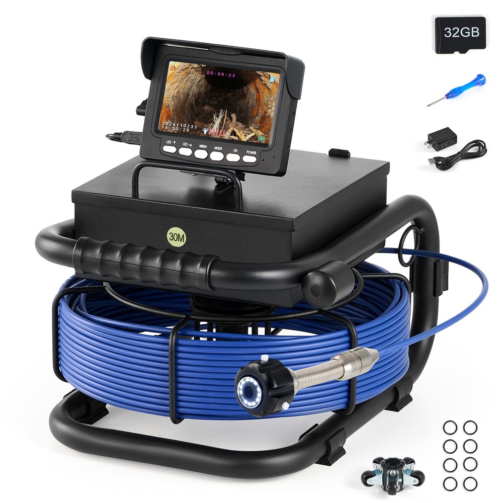 Zelcan Pipe Inspection Camera 98FT/30M Sewer Camera Video Endoscope 4.3&Prime; Monitor