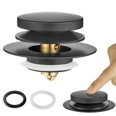 Washever Universal Bathtub Stopper, Pop Up Bath Tub Drain Matte Black