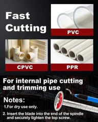 PVC Pipe Cutter Tool &ndash; Diamond Grit Internal Cutter for Drill & Impact Driver, 8