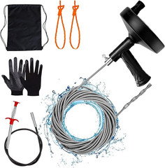 33 Ft Drain Snake Auger with Drill Adapter, Plumbing Snake Hair Clog Remover