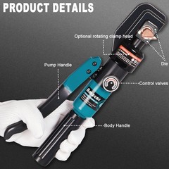 AMZCNC Hydraulic Crimping Tool Battery Cable Crimper 12AWG-4/0AWG 11 Hex Dies