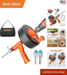 Durable 25ft Drain Auger with Carry Bag & Gloves &ndash; Efficient Home Drain Cleaning