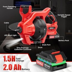 20V Cordless Drain Auger 25Ft Plumbing Snake w/ Battery & Charger