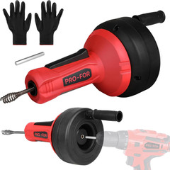 Drain Auger, 16.4FT Plumbing Snake Drain Clog Remover, Manual & Drill Powered Dr