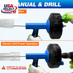 Auto Feed Drain Auger 33ft with Drill Adapter for Clog Removal