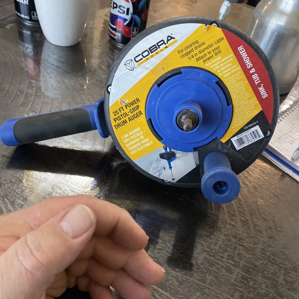 Cobra Products Pistol Grip Power Drum Drain Auger 1/4 In x 25 Ft