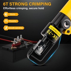 Hydraulic Crimping Tool With 9 Pairs Of Dies, 12 To 2/0 Awg, Yellow