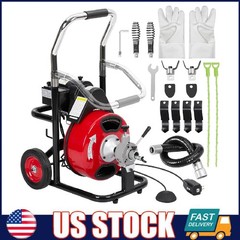 Drain Cleaner Machine Electric Drain Auger Sewer Snake 100 FT x 3/8 In Auto-Feed