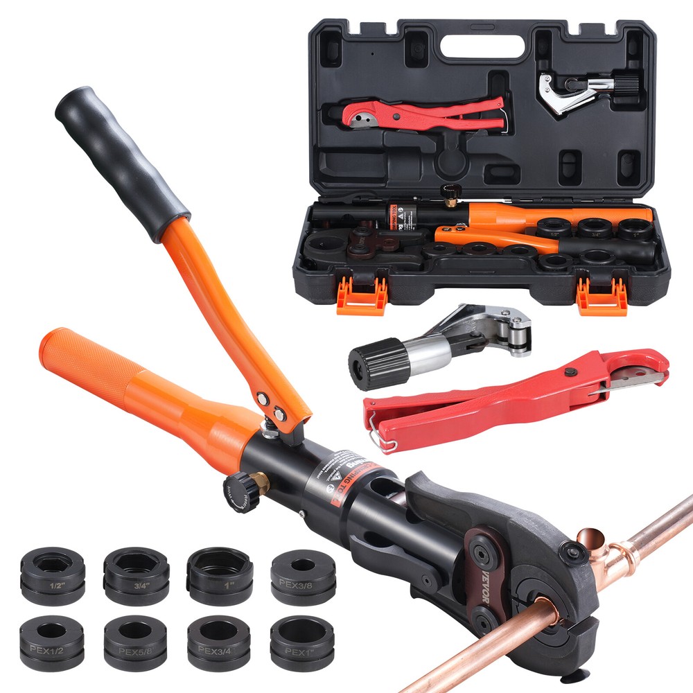 VEVOR Copper Tube Fittings Crimping Tool with 8 Jaws Pipe Cutter 360&deg; Rotatable