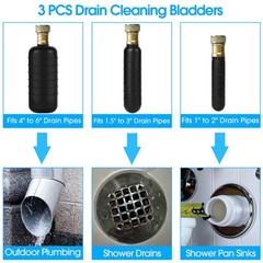 3PCS Drain Bladder Unclogger Main Sewer Line,Water-Powered Drain Cleaning Bla&hellip;