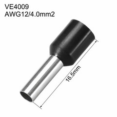 VE4009 Cord Pin End Wire Connector Electrical Crimp Terminal AWG12 Black70Pcs✦KD