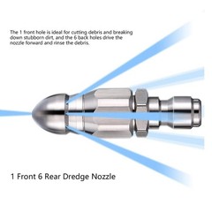 Sewer Jetter Nozzle, 5000 PSI High Pressure Drain Cleaning Nozzle, 1/4&Prime; Quick&hellip;
