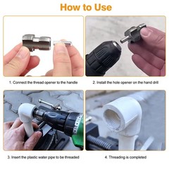3Pcs 1/2&rdquo; & 3/4&rdquo; Water Pipe Integrated Internal & External Pipe Threading Tool