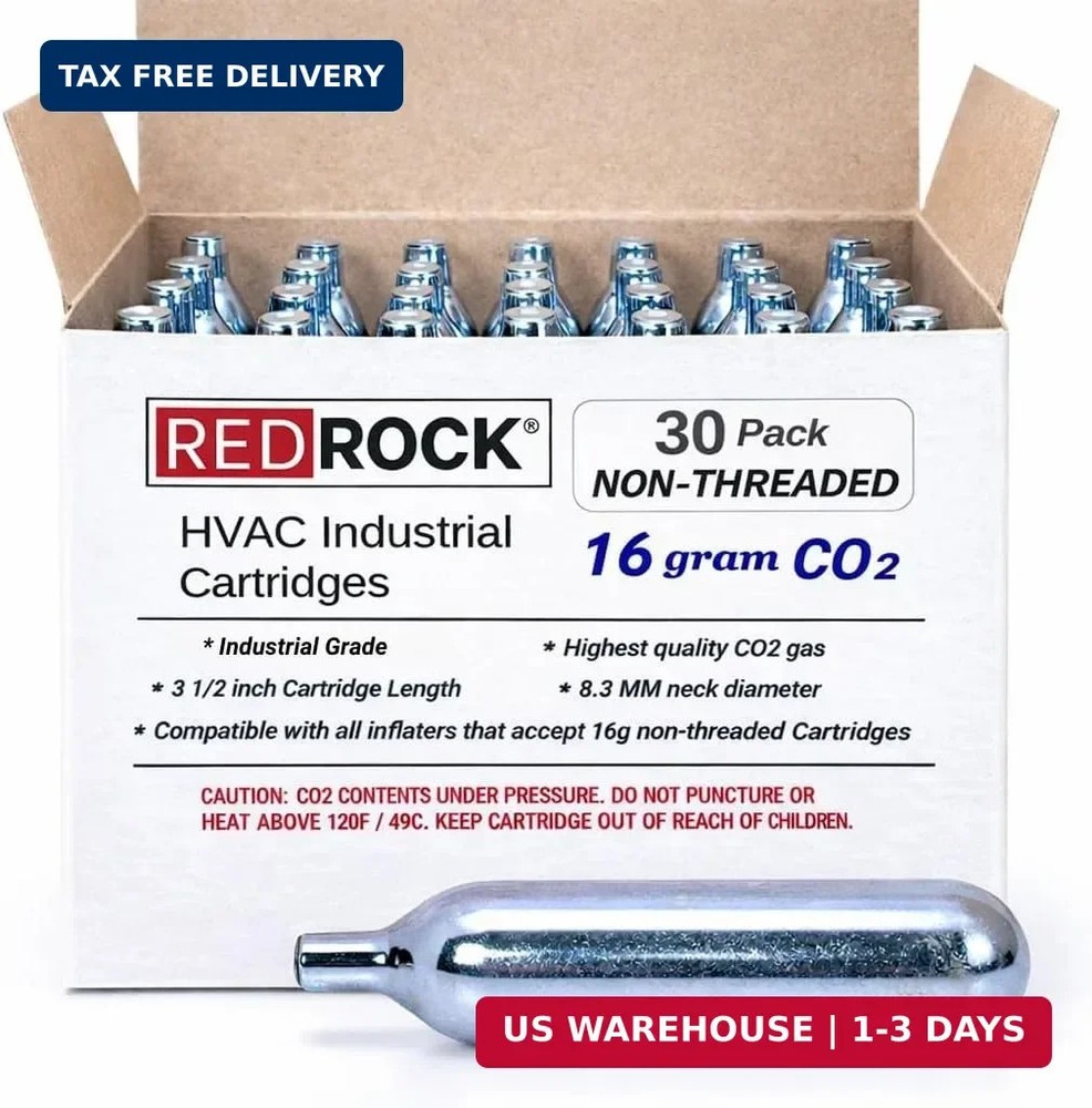 RedRock 16 Gram Unthreaded CO2 Cartridges for Gallo Drain Gun HVAC Drain Line Cl