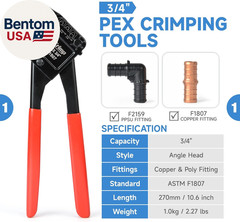 IWS-1807CN PEX Crimping Tool Kit with PEX Crimpers, PEX Tubing Cutter, Copper Ri