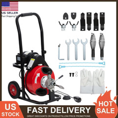 Auto Feed 75 FT x1/2&rdquo; Drain Cleaner Machine with 250W Motor Fits 1&Prime; to 4&Prime; Pipes