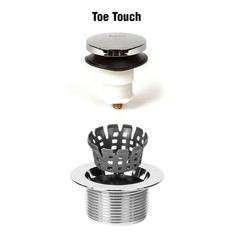 PF WaterWorks Toe Touch (Foot Actuated) Bath Tub Drain Brushed Nickel