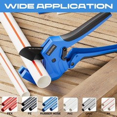 Heavy-Duty Ratchet Pipe Cutter Tool for PVC, PEX, CPVC, Rubber Hose &ndash; Cuts 3