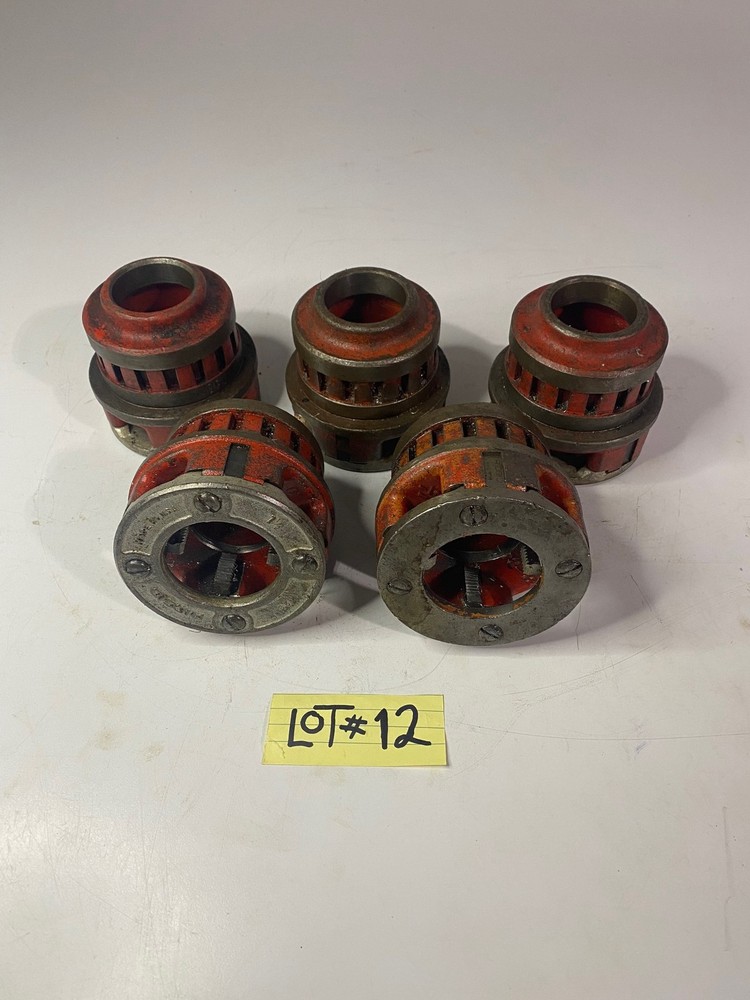 Lot of FIVE (5) RIDGID 1-1/2&Prime; Die-Head Pipe Threaders (USED) 12R