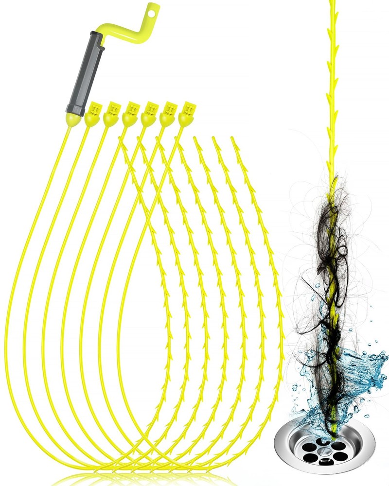 35inch Drain Clog Remover, Cleaner Hair lemon green+cool gray