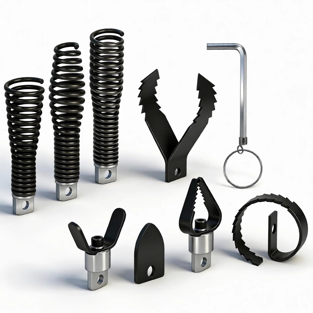 Drain Snake Drill Attachment, 9-Piece Root Cutter for Cleaning, Black