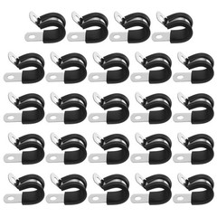 24Pcs 14mm(9/16&Prime;) Stainless Steel Rubber R-Tube Strap Clamp, Black