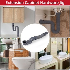 Flexible Freestanding Tub Drain Kit, Low Profile Flat P Trap 1.5 inches, Gray