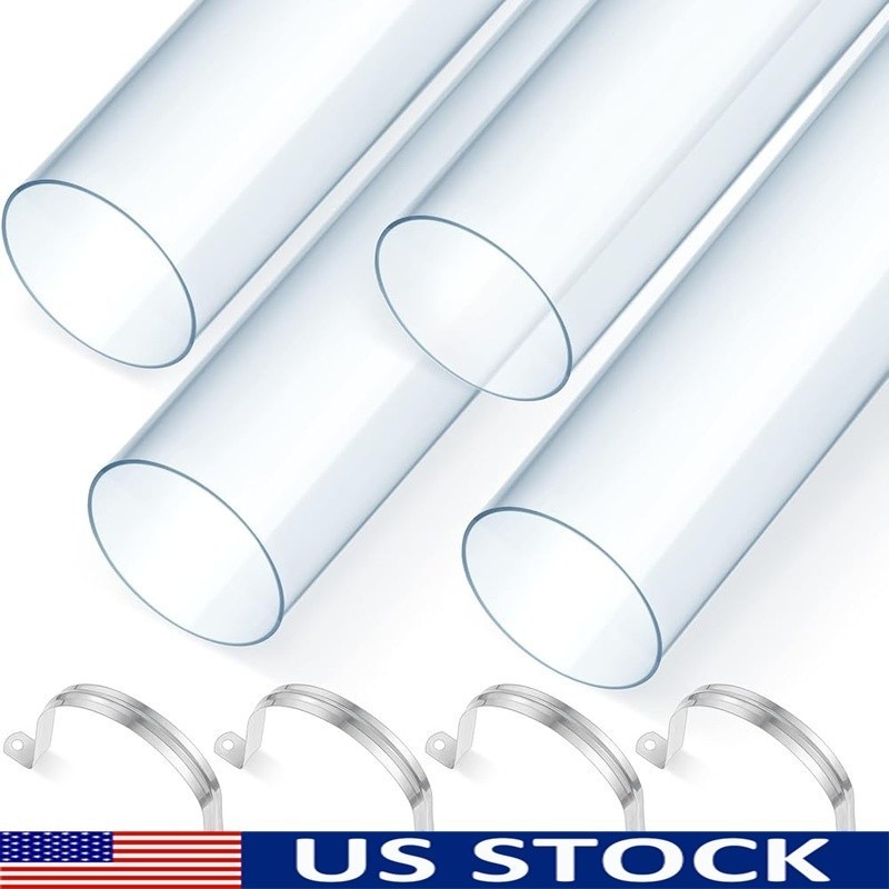 4 Sets Dust Collection Clear PVC Pipe 4 x 36 Inches Long Rigid Clear Tube