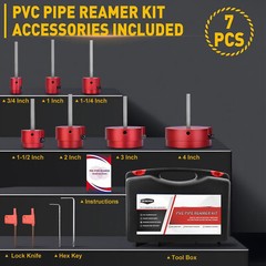7pcs PVC Pipe Reamer Kit PVC Fitting Plastic ABS Socket Saver for 1/2&Prime; Drills