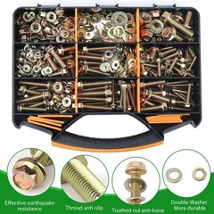 568pcs SAE 1/4&Prime; 5/16&Prime; 3/8&Prime; 1/2&Prime; Flange serrate Bolt and nut,Spring and Flat W&hellip;