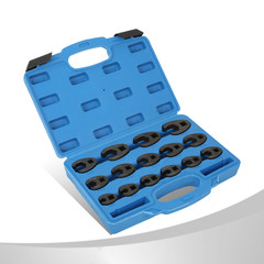 1/2&Prime; & 3/8&Prime;Drive Metric Crows Foot Crowfoot Wrench Set 8-24mm w/ Case 15Pcs Tool
