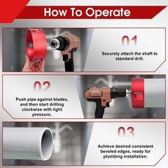 4 Inch PVC Pipe Beveling Tool with 3 Steel Blades, PVC Deburring Tool, PVC Chamf