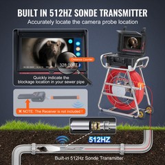 VEVOR Sewer Camera 328 ft/100m Self-Leveling Drain Camera with 10.1&Prime; Touchscreen