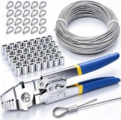 /Wire Rope Crimping Tool Kit Up To 2.2mm Swaging Tool With 165FT 1/16&rdquo; 304 stai